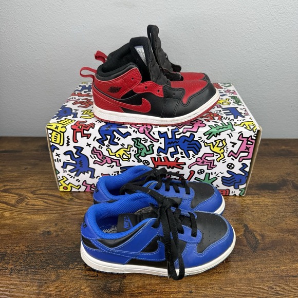 Nike Air Jordan 1 TD Banned Royal Blue 640735-074 CW1589-001 Bundle Kids Sz 10C - Picture 5 of 11